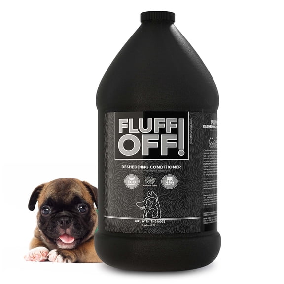 FLUFF OFF! by Girl With The Dogs, Natural Deshedding Dog/Cat Conditioner, 1 Gal, Made in USA 8 Wks 