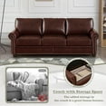 thumbnail image 3 of 5-Seat Modular Sectional Sofa with Storage Boxes, Faux Leather Mid Century Modern Couches, Comfy Cloud Couch with Nails Decoration and Wood Legs for Living Room, Burgundy, 3 of 7
