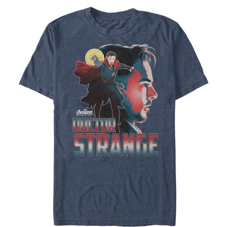 Men s Marvel Avengers: Infinity War Doctor Strange Portrait Graphic Tee Navy Blue Heather Medium