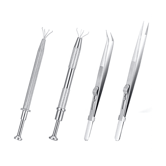 Pinces Multifonctions Outil de Bijouterie Porte-Gemmes Pinces à Bijoux Diamant 4 Pinces Extra Fines, 4 * Pinces Multifonctionnelles, Argent