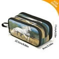 thumbnail image 3 of ALAZA Horse on Grassland Pencil Case Bag 3 Compartment Pen Pouch Large Storage Holder Box Organizer, 3 of 8