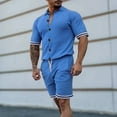 thumbnail image 2 of RYRJJ Men's 2 Pieces Shirts Set Summer Casual Short Sleeve Button-Down Golf Shirts and Shorts Hippie Holiday Beach Outfits(Light Blue,L), 2 of 5