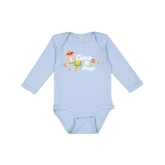 Inktastic Cinco De Mayo with Llama and Flower Boys or Girls Long Sleeve Baby Bodysuit