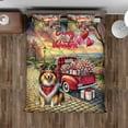 thumbnail image 4 of Be My Valentine's Shetland Sheepdog Truck Full of Love Flower Balloon Quilt Bedding Set Sheltie Dog Lover Gifts 1 Blanket Bed Cover 2 Pillowcases - 02029, 4 of 5