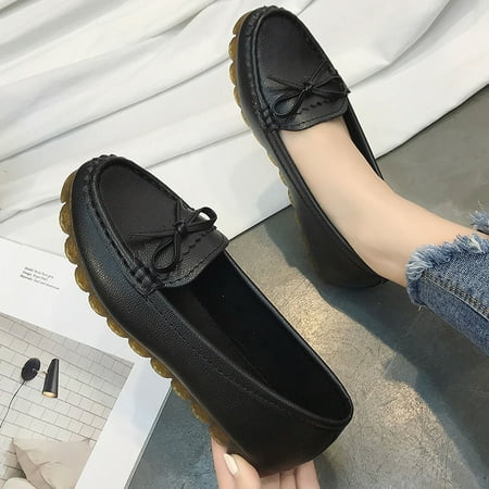 

Women‘s Bowknot Flat Slip On Loafers Solid Color Soft Sole Non Slip Moccasins Shoes Casual Walking Shoes