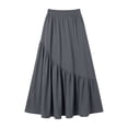 thumbnail image 4 of Purcolt Women High Waisted Knee-Length Skirt Solid Color Casual Skirts A-Line Elastic Waist Skirt, 4 of 7
