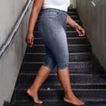 thumbnail image 6 of GUACER Womens Bermuda Denim Capris Casual High Waisted with Fake Pockets Stretchy Loose Cropped Jeans, 6 of 8