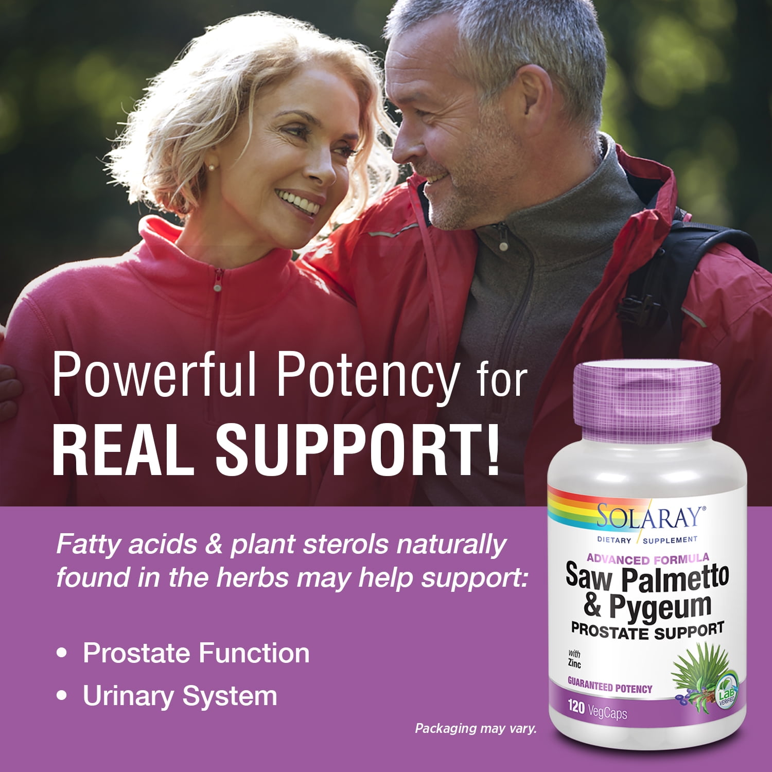 Solaray Pygeum and Saw Palmetto Berry Extracts | Mens Health & Prostate Function Support | Zinc, B-6, Pumpkin Seed & Amino Acids | 120 VegCaps