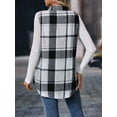 thumbnail image 6 of Cuteduck Womens Sleeveless Plaid Vest Wool Blazer Jackets Cardigan Outerwear Fall Winter Tops, 6 of 7
