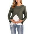 thumbnail image 2 of IROINNID Deals Long Sleeve Nursing Shirt for Women Cotton Round Neck Long Sleeve Solid Color Maternity Breastfeeding Clothe Top,Olive Green, 2 of 5