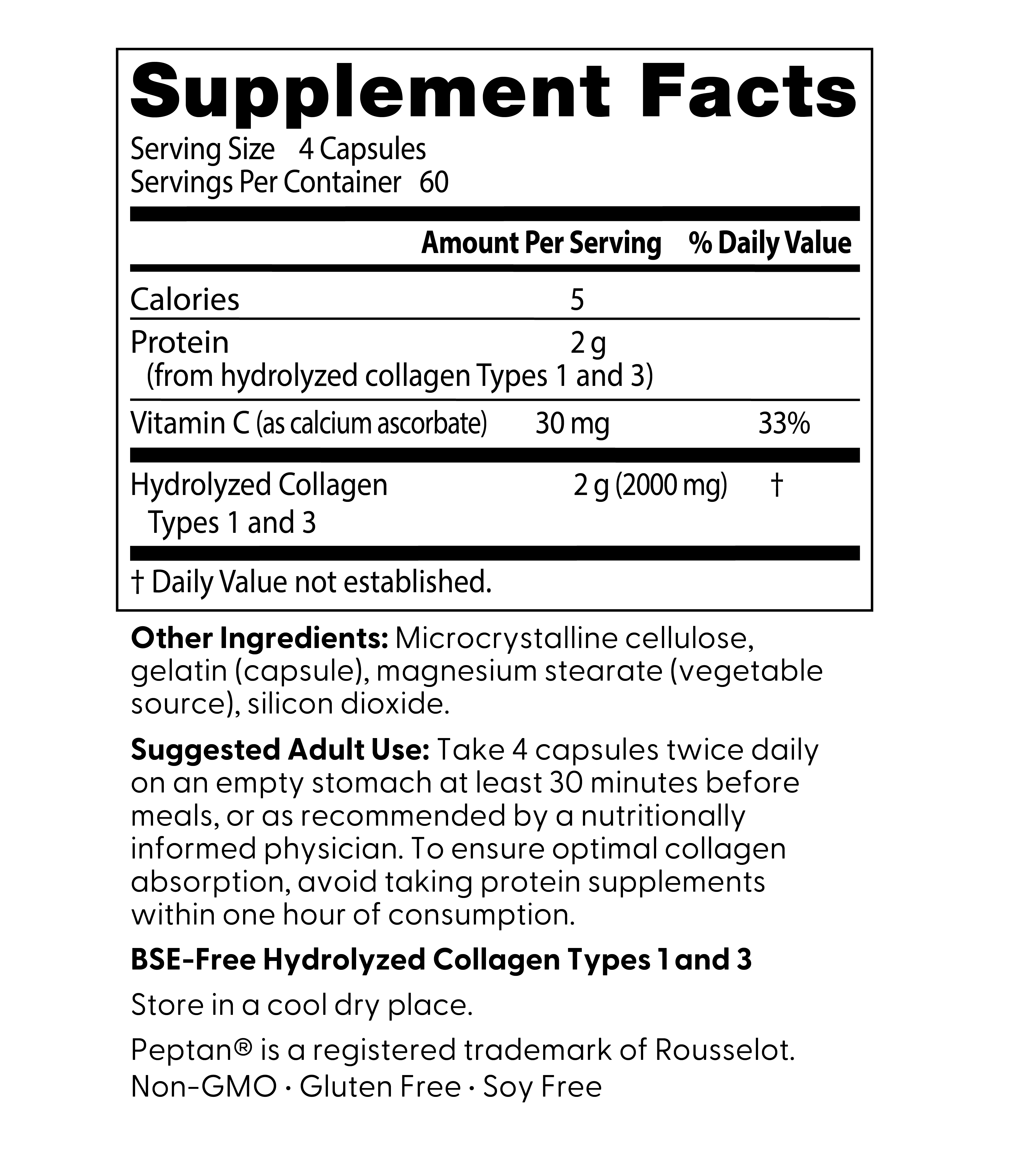 Doctor's Best Collagen (Types 1, 3) + Peptan Capsules, 500 Mg, 240 Ct