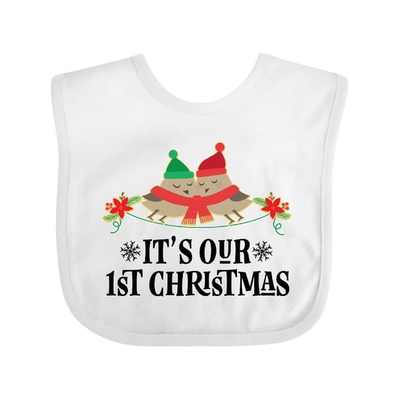 Inktastic 1st Christmas Together Twins Holiday Boys or Girls Baby Bib