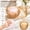 Amber, variant on 2 Pcs Extra Large 6'' Glass Crystal Dusting Powder Puff with Container for Women - Soft Washable Reusable Velour Face and Body Makeup Puff Amber Scalloped