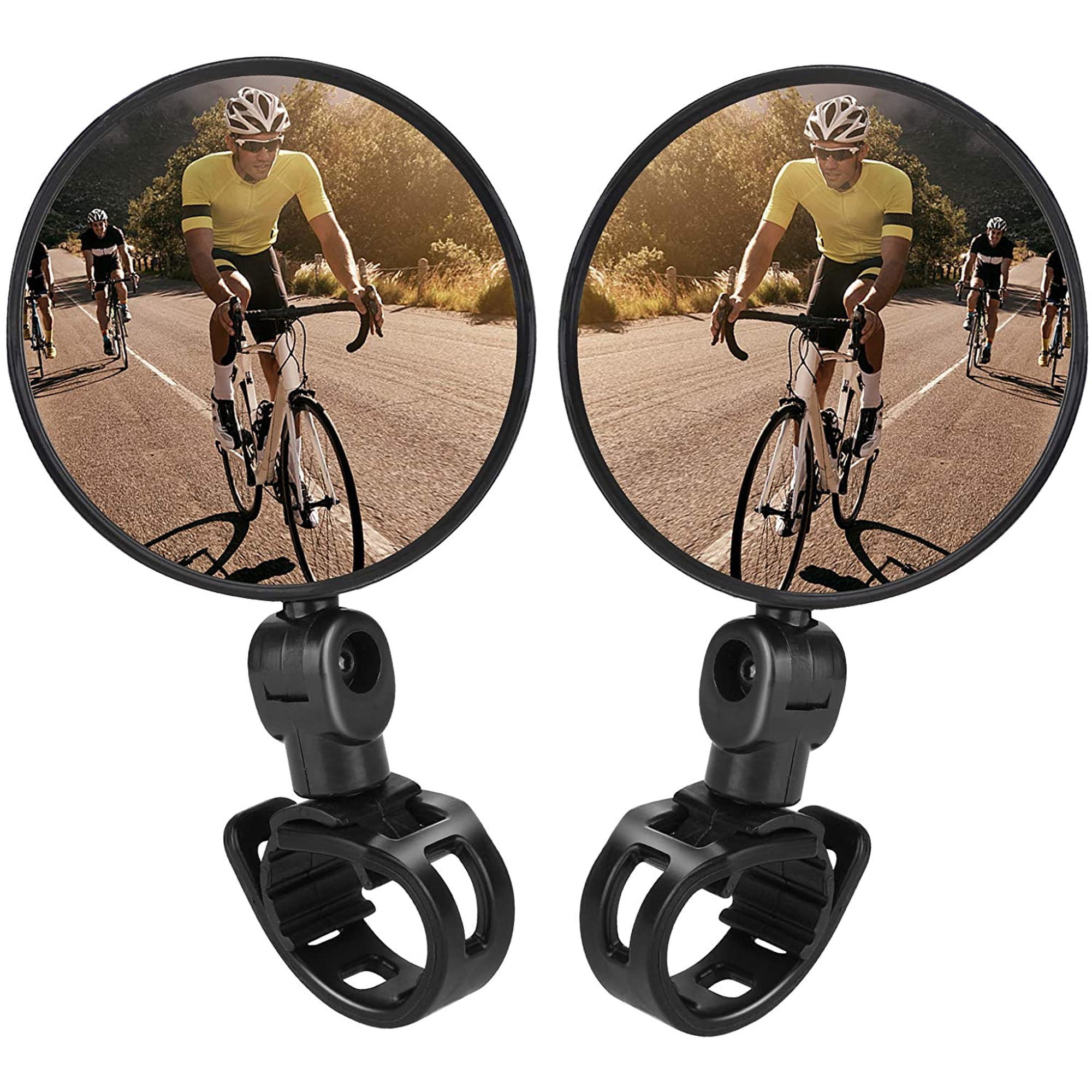 Lot De 4 Rétroviseurs De Vélo – Miroirs Convexes, Rotatifs 360°, Fixation Par Bracelet Caoutchouc, Pour Route, VTT, Vélo Enfant