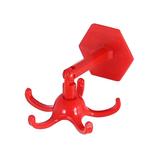 Wosthever Gancho de cocina para colgar en la pared, colgador de llaves, estante de almacenamiento adhesivo, bolso de mano de 360 grados, Almacenamiento y organización del hogar Rojo