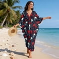 thumbnail image 6 of DISNIMO Women's Kaftan Maxi Dress Skull Rose Printed Batwing Sleeve V Neck Beach Swimsuit Cover Ups Loose Fit Bathing Suit Coverup Lightweight Caftan Dresses Soft Loungewear, 6 of 7