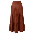 thumbnail image 6 of Kureaily Women Summer Boho Elastic High Waist Pleated A Line Flowy Ruffle Swing Tiered Long Beach Skirt, 6 of 6
