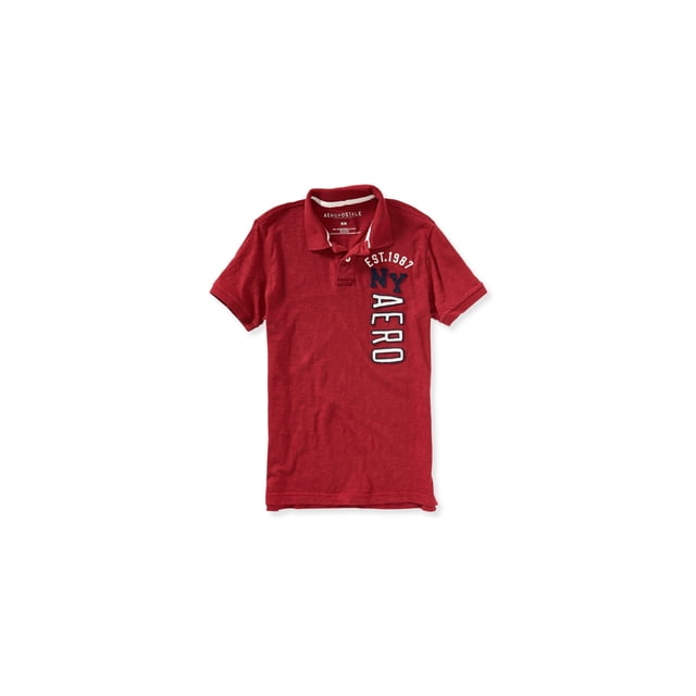 Aeropostale - Polo de rugby para hombre NY AERO, rojo, grande Aeropostale polo, rugbi