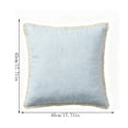thumbnail image 3 of Fringe Trimmed Outdoor Pillow, 18"x18" Light Blue Outdoor Pillow with Beige Fringe, Water & Stain Resistant Decor Cushion, 3 of 8
