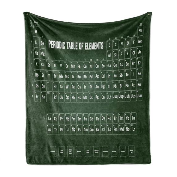 Periodic Table Soft Flannel Fleece Blanket, Chemistry Science Inspirational Elements Educational Art for Class, Cozy Plush for Indoor and Outdoor Use, 50" x 60", Dark Green and White, by Ambesonne