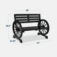thumbnail image 3 of Best Choice Products 2-Person Wooden Wagon Wheel Bench for Patio, Garden, Outdoor Lounging w/ Rustic Design - Black, 3 of 8