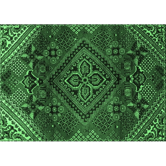 Ahgly Company Indoor Rectangle Persian Emerald Green Traditional Area Rugs, 3' x 5'