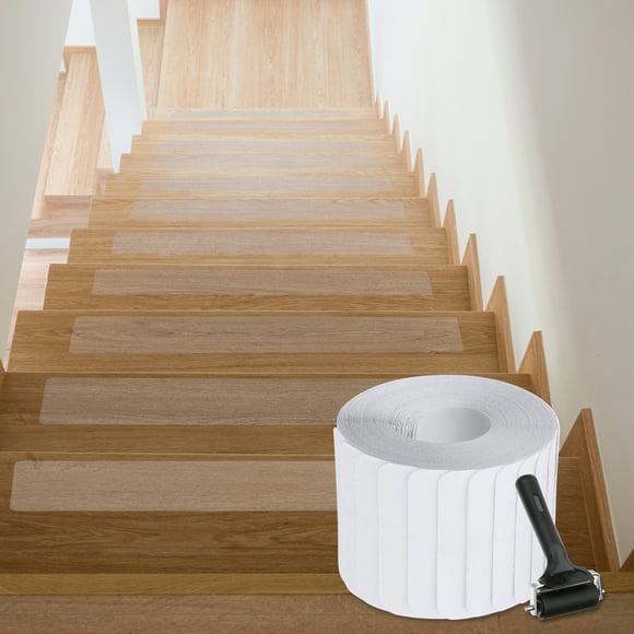 Uxcell Non Slip Stair Treads Tape 15Packs 4"x32" Carpet Mat for Stairs with Roller, Transparent