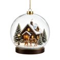 thumbnail image 2 of ZENVIVE Festive Christmas Hanging Ornament, 3.5 Inch Acrylic Snow Globe With A Twisted Cord, Snowy Winter Cabin Decor For Tree Mantel Window Shelf, Deer Cabin Scene, 2 of 8