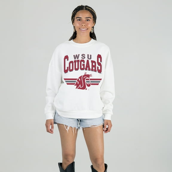 Women's Gameday Couture White Washington State Cougars Oversized Premium Fleece Sweatshirt
