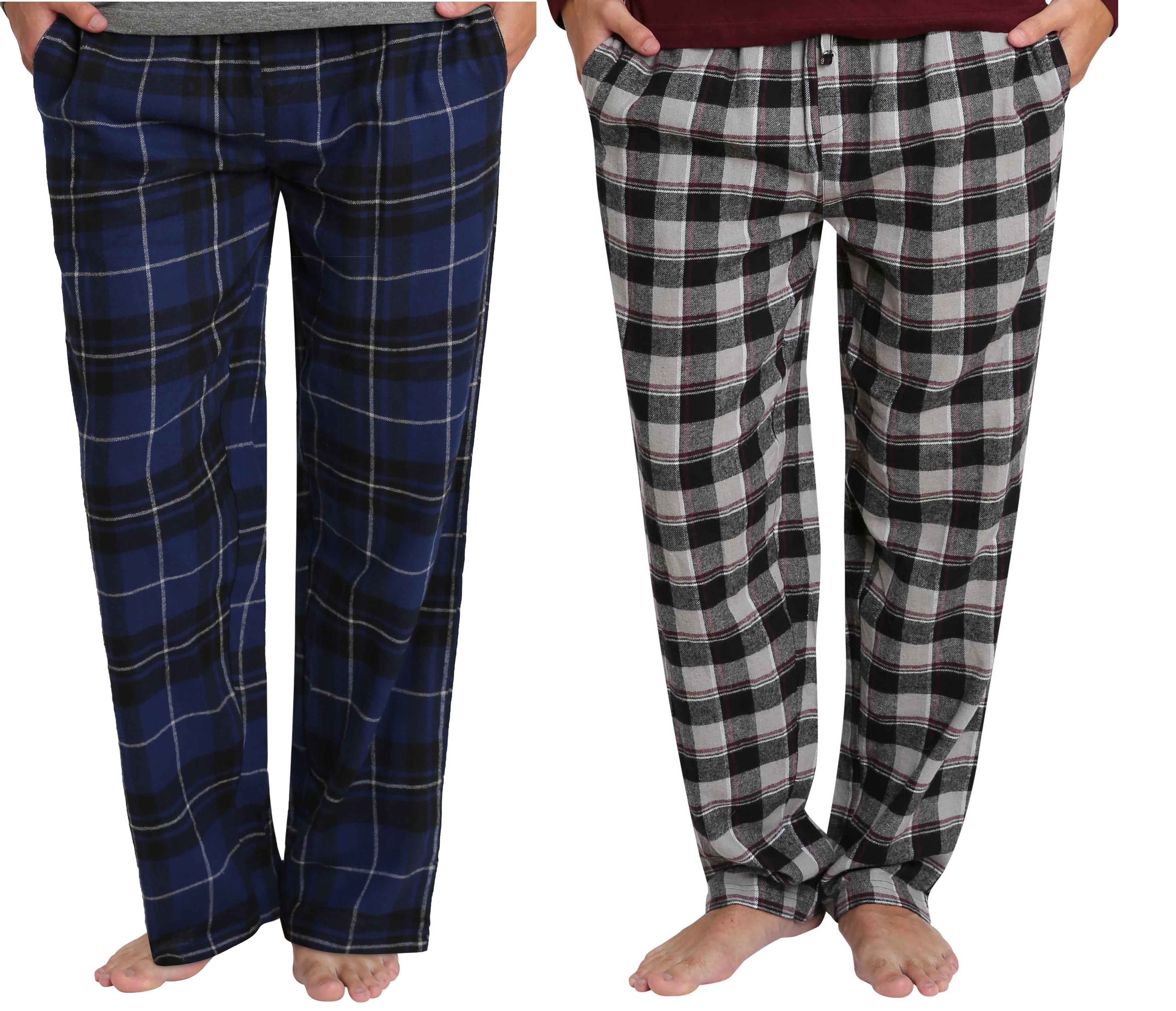 Adult Mens 2 Pack Flannel Pajama Jammies Big and Tall Pants Navy Plaid ...