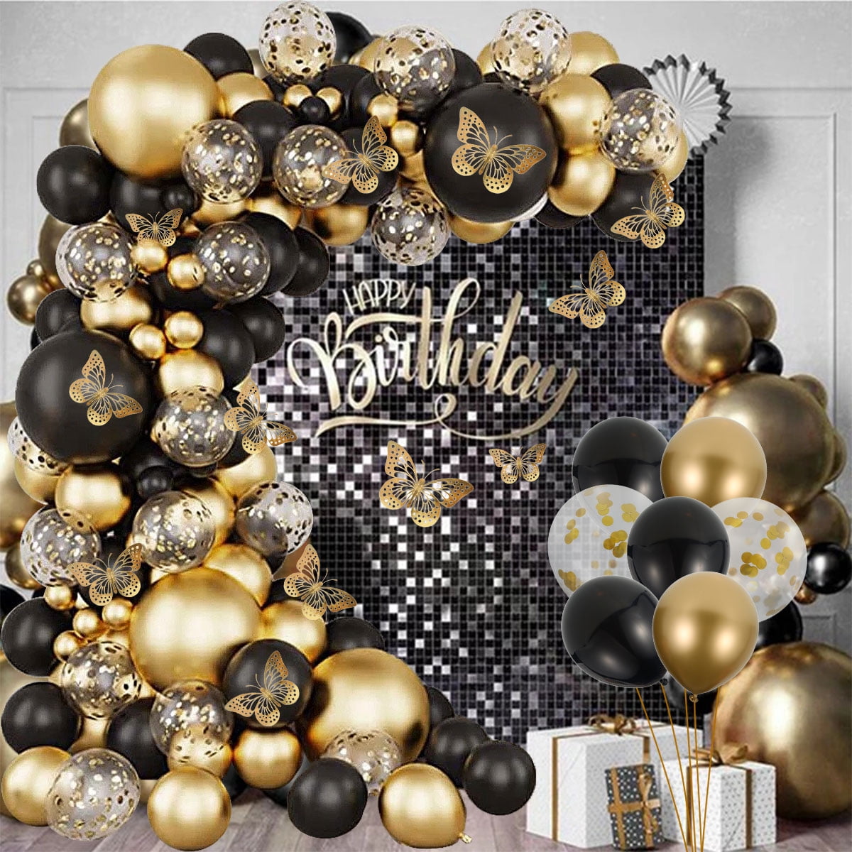 Black, Gold & Silver Balloon Garland – Fig Balloon Co.