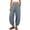 Gray women cotton linen pants a1, variant on Cagogo Women Cotton Linen Wide Leg Harem Pants for Summer Casual Elastic Waist with Pockets Solid Loose Ankle Crop Palazzo Trousers Beach Vacation Lounge, Navy L