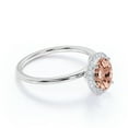 thumbnail image 2 of JeenMata 1.15 Carat Oval Cut created morganite and Moissanite Engagement Ring in 18k White Gold over Silver, 2 of 6