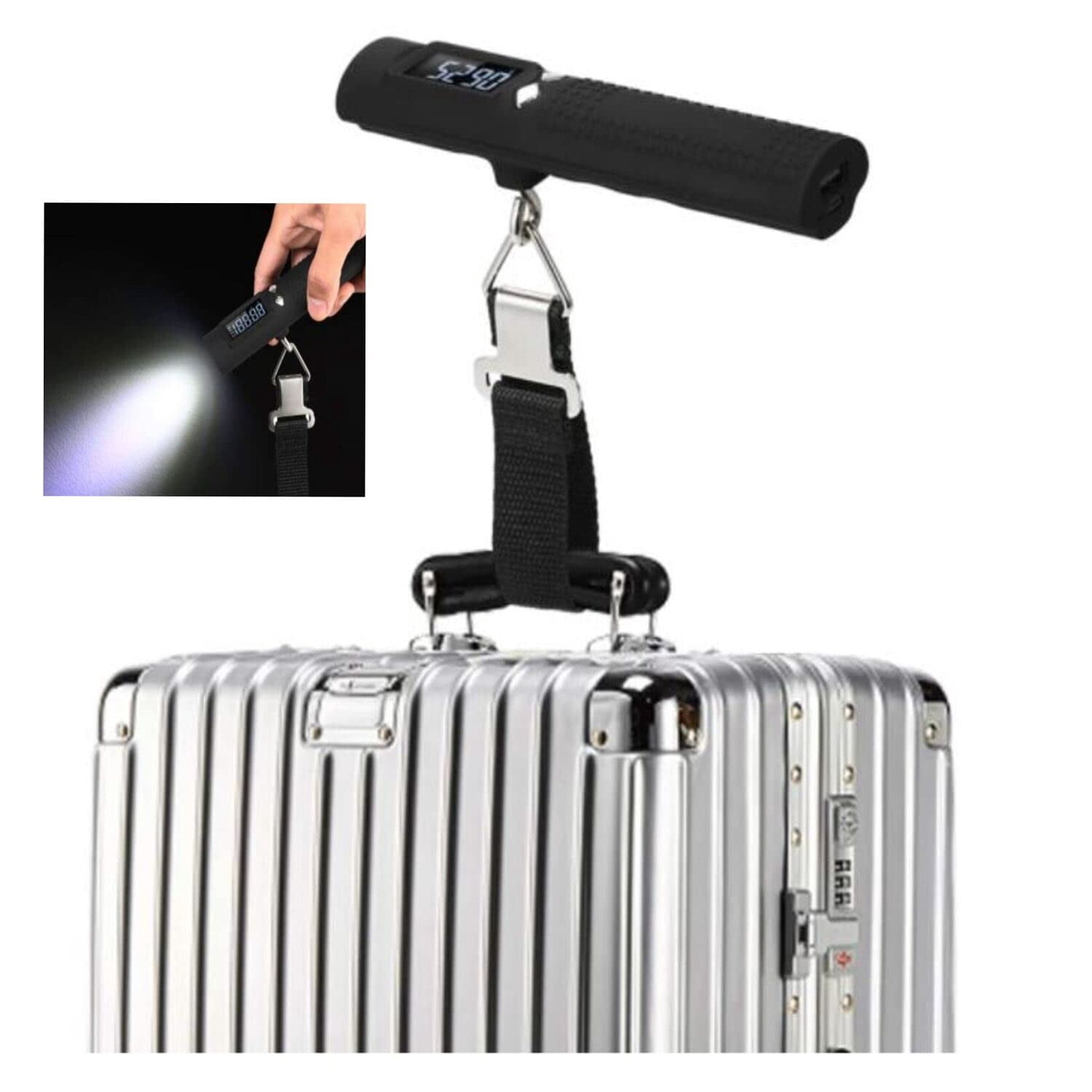 Pèse-bagage électronique 4 En 1 - 50kg, Banque D'énergie 2600mAh, Lampe Torche, Rechargeable