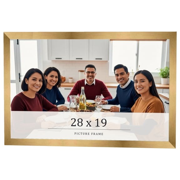 28x19 Frame Gold Bronze Solid Wood Picture Frame Width 0.75 Inches | Interior Frame Depth 0.5