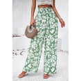 thumbnail image 4 of Women Floral Print Palazzo Pants Summer Bohemian Wide Leg Pants High Waist Casual Lounge Pant Trousers with Pockets Yellow X, 4 of 5