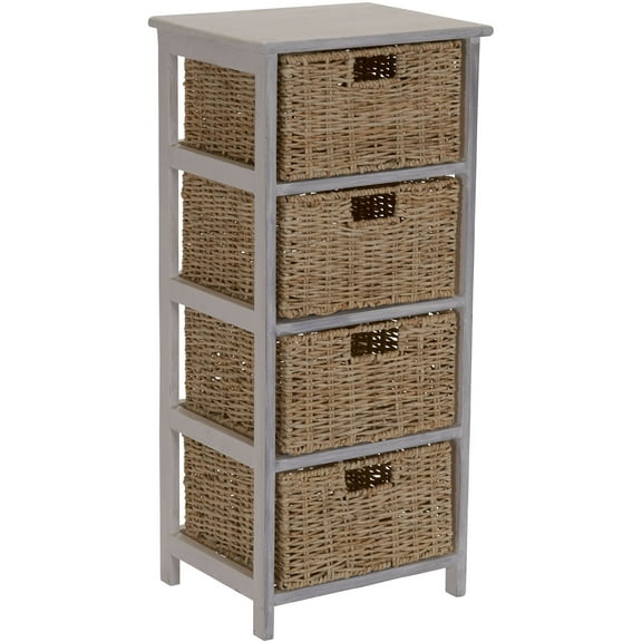 HOUSEHOLD ESSENTIALS Whitewash 4-Basket Storage Tower