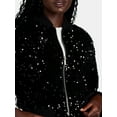 thumbnail image 2 of Madden NYC Women’s Sequin Velvet Bomber Jacket, Midweight, Sizes XXS-XXL, 2 of 5
