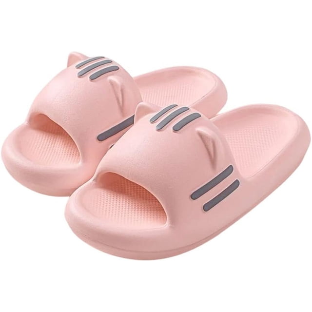 VOIV Cute Multi Colored Cat Face Pillow Slipper Cloud Slides Non-Slip Summer Slipper