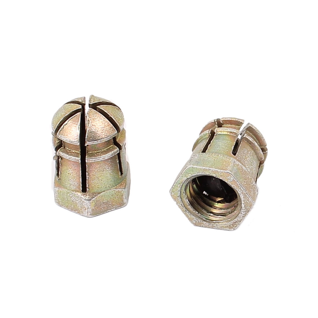 M6 Female Thread Alloy Expanding Nuts Preinserted Nut Bronze Tone