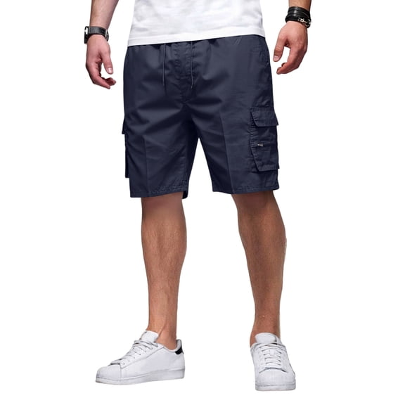 Cargo Shorts for Men Knee Length Elastic Waist Athletic Shorts with Pockets Summer Casual Outdoor Hiking Short, 3XL