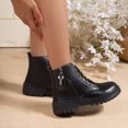 thumbnail image 5 of Purcolt Ankle Boots for Women Dressy Casual PU Leather Round Toe Block Heel Lace-up Short Booties Comfort Slip on Dress Shoes Streetwear with Side Zipper, 5 of 9