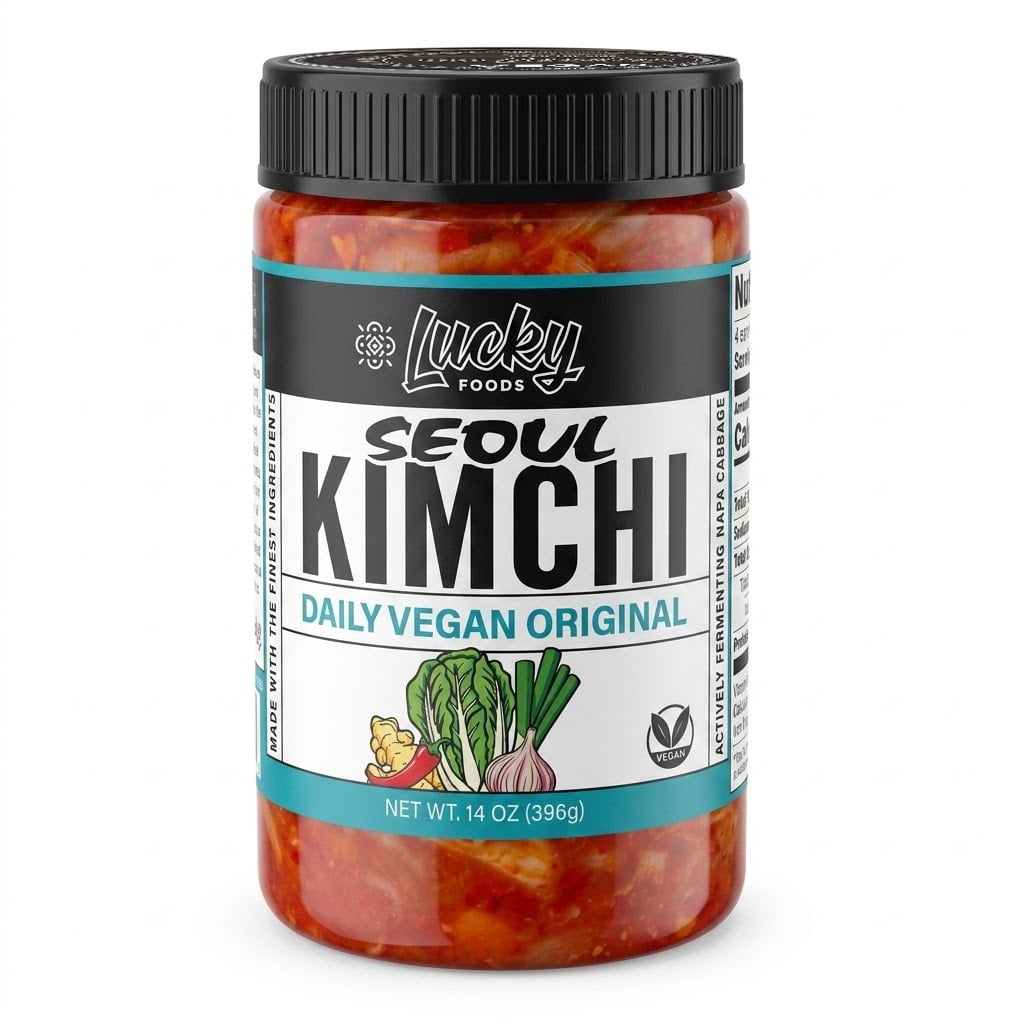 Lucky Seoul Daily Vegan Kimchi, 14 oz, Jar, Refrigerated, Low Sodium
