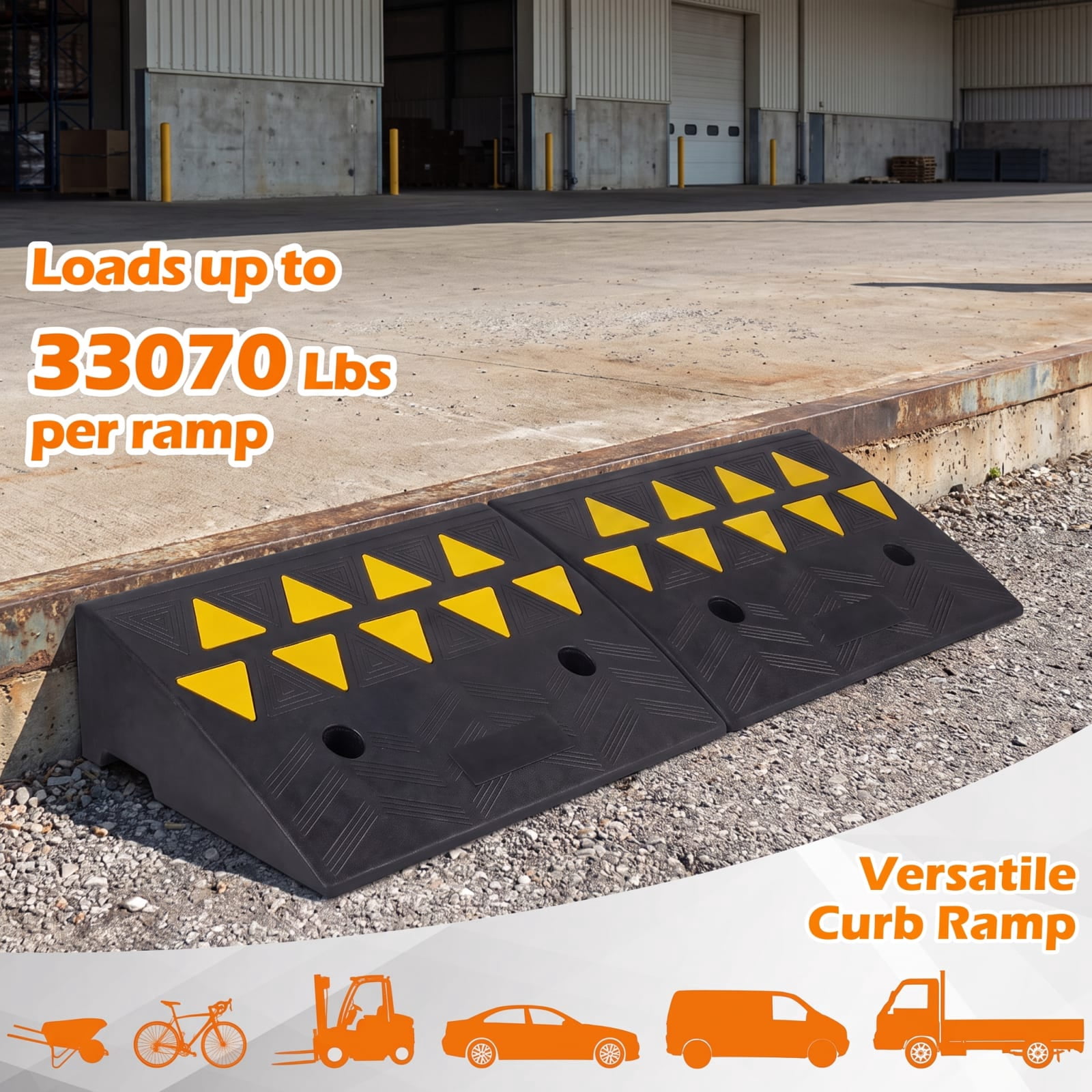 Biotree Driveway Threshold Ramps with 5 Inch Rise for Medium Trucks, 2 Pcs, Black