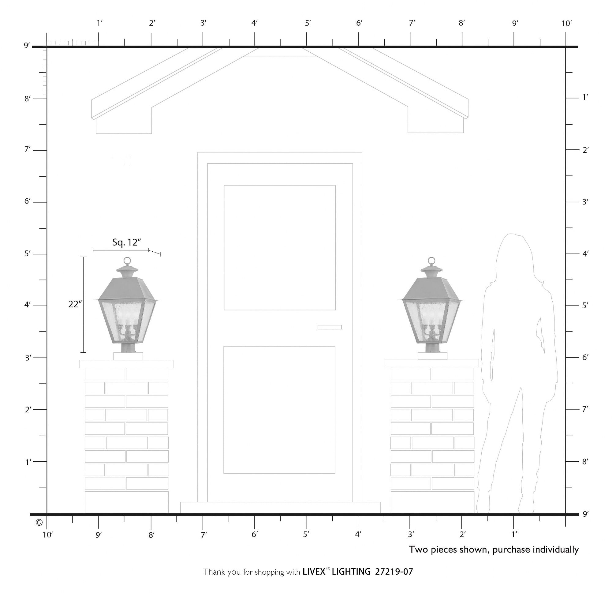 Livex Lighting - Wentworth - 3 Light Large Outdoor Post Top Lantern In Classic