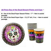 16 Piece Day Of The Deadhalloween Paper Dessert Plates And Cups New