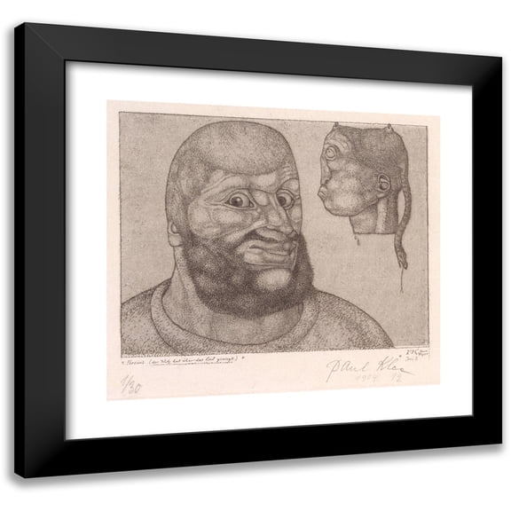 Paul Klee 13x12 Black Modern Framed Museum Art Print Titled - Perseus. (1904)