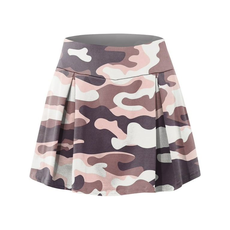 SXAURA Women s Camouflage Print Athletic Skort Pleated Sports Skirt with Shorts for Fitness Yoga S 5XL Walmart