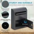 thumbnail image 2 of Yesurprise Steel Key Lock Wall Mount Mailbox | Outdoor Security Drop Box for Parcels & Letters | 12"x4.5"x15" Black Collection Box with Anti-Theft Design, 2 of 7
