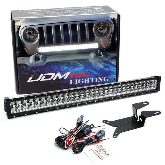Front Bumper Mount 30-Inch LED Light Bar For Jeep 2018-up Wrangler, 2020-up Gladiator, 180W High Power LED Lightbar, Bumper Top Mounting Brackets & On/Off Switch Wire
